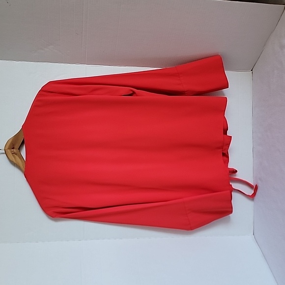 Topshop Women's Red W/ Bow Accent Wrap Top, 6 - Picture 2 of 8